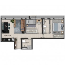 Apto 58 m² (2 dorms)