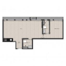 Apto 58 m² (1 dorm)