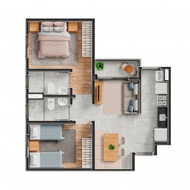 52 m² | 2 dorms