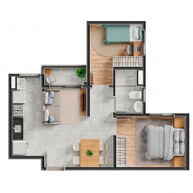 46 m² | 2 dorms
